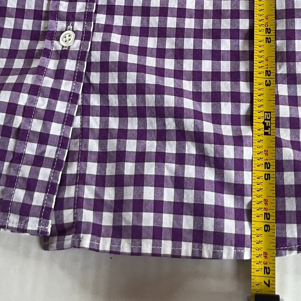 J. Crew Sz 10 Purple Gingham Lightweight Cotton Shirt in Signature Fit Button Up - Picture 7 of 8